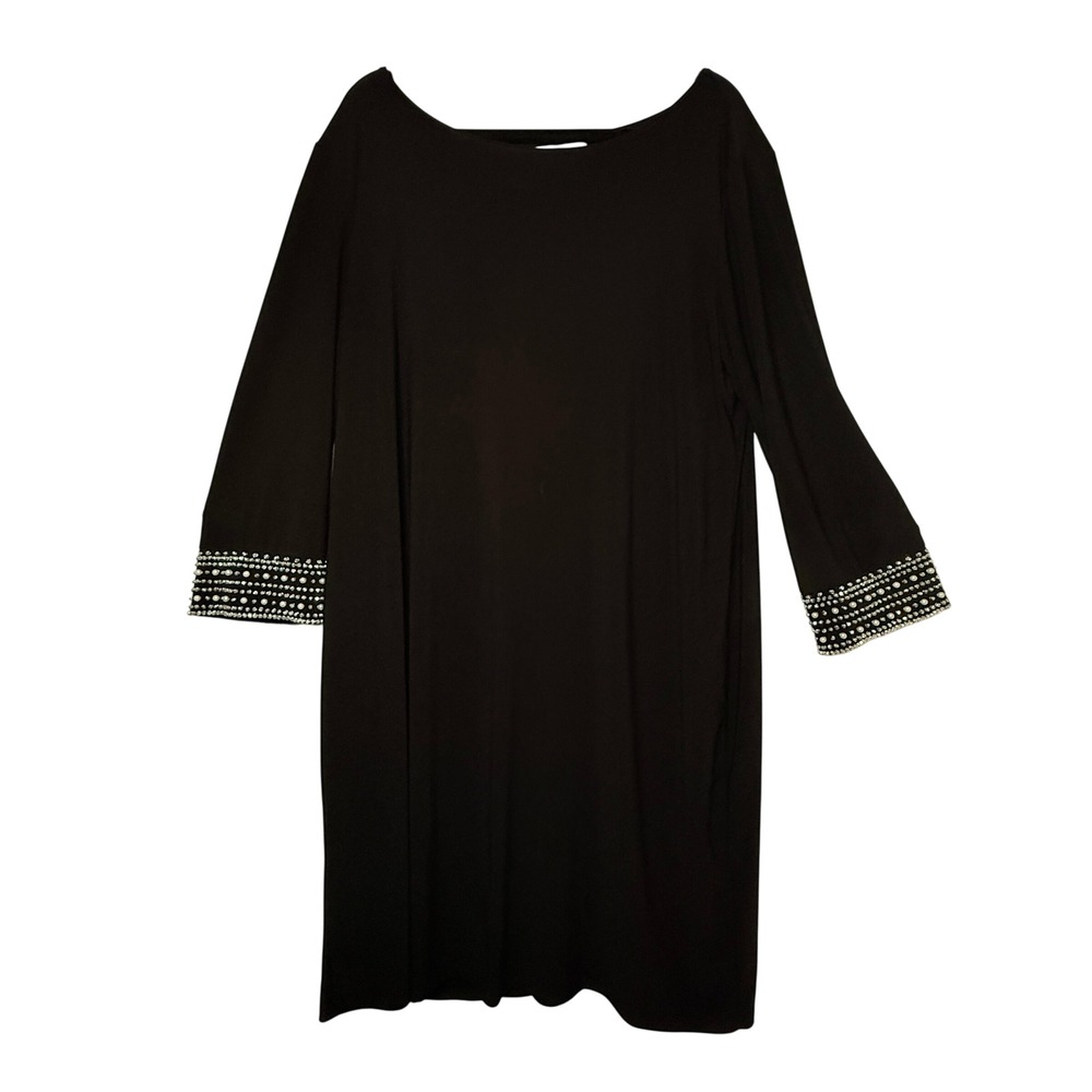 Annalee + Hope XL Black Shift Dress Rhinestone Pearl Cuffs Cocktail Party